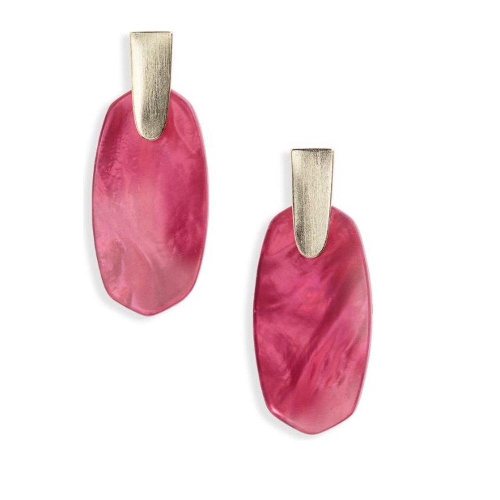 Kendra Scott Fuchsia and Gold Drop Earrings